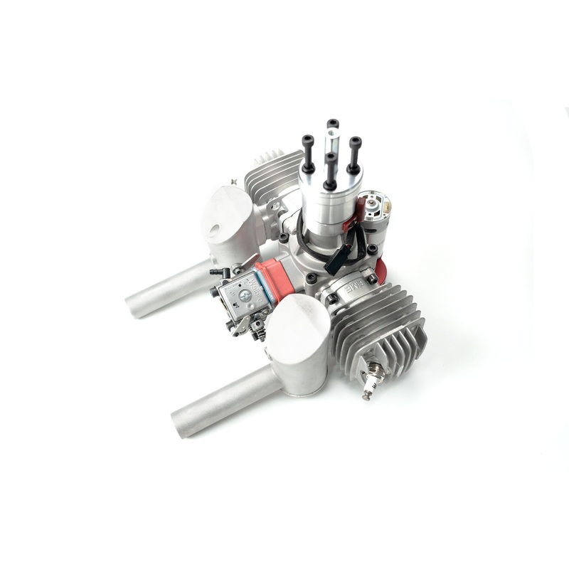 EME70cc Electric Start Twin Cylinder Model Aircraft Engine Two Stroke Side Exhaust Natural Air Cooling Fixed Wing Engine