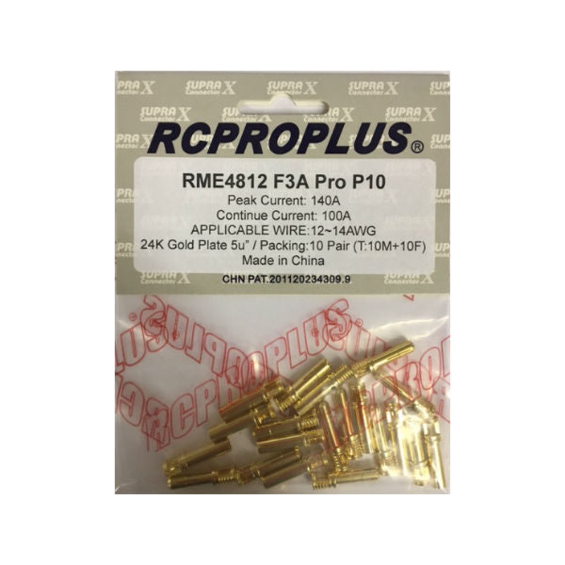 RC Pro Plus Supra-X 4mm Gold Connector (10M, 10F) : RME4812F3APR