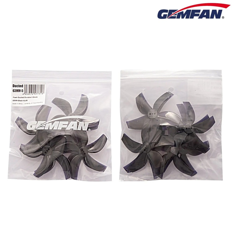 Gemfan D63 Ducted Durable 5 Blade Prop CineWhoop Propeller (set of 8) Clear Gray