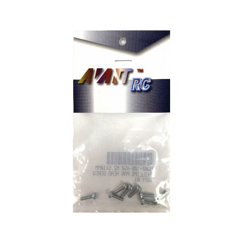 M2.5 x 10mm Phillips Pan Head zinc plated screws (8) : AV00-100-450