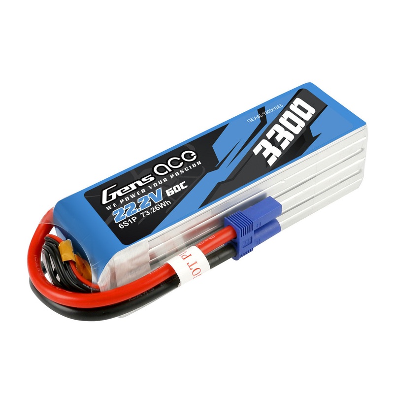 GensAce 3300mAh 6S 60C 22.2V Lipo Battery Pack With EC5 Plug