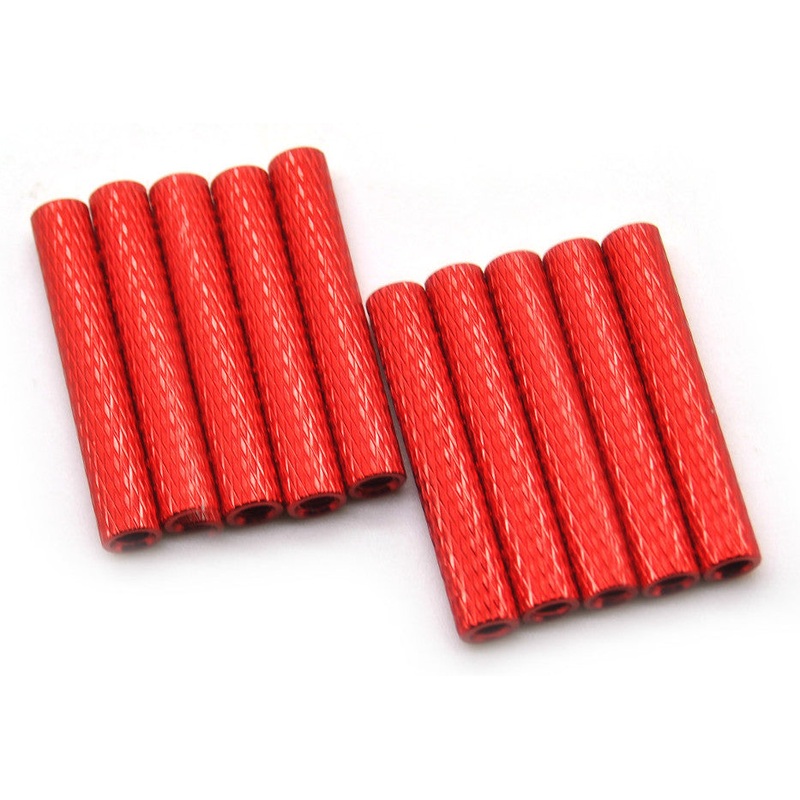 30mm M3 Knurled Standoffs Anodised RED 10pcs