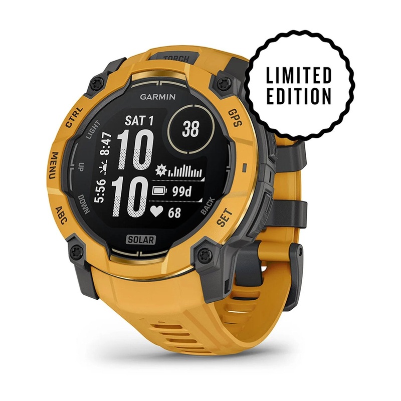 Garmin Instinct 3 - 50 mm Outdoor GPS Smartwatch, SOLAR, Sunburst w/ Sunburst/Gray Band