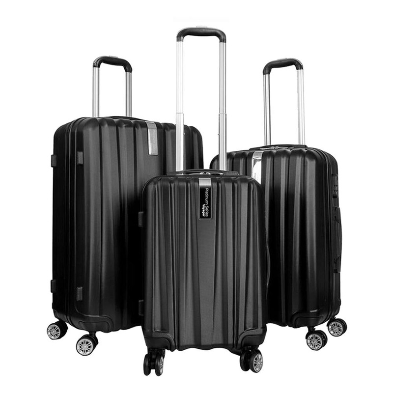Deco Gear Travel Elite Series - 3 Piece Hardside Spinner Luggage Set (Black)(20",24",28")
