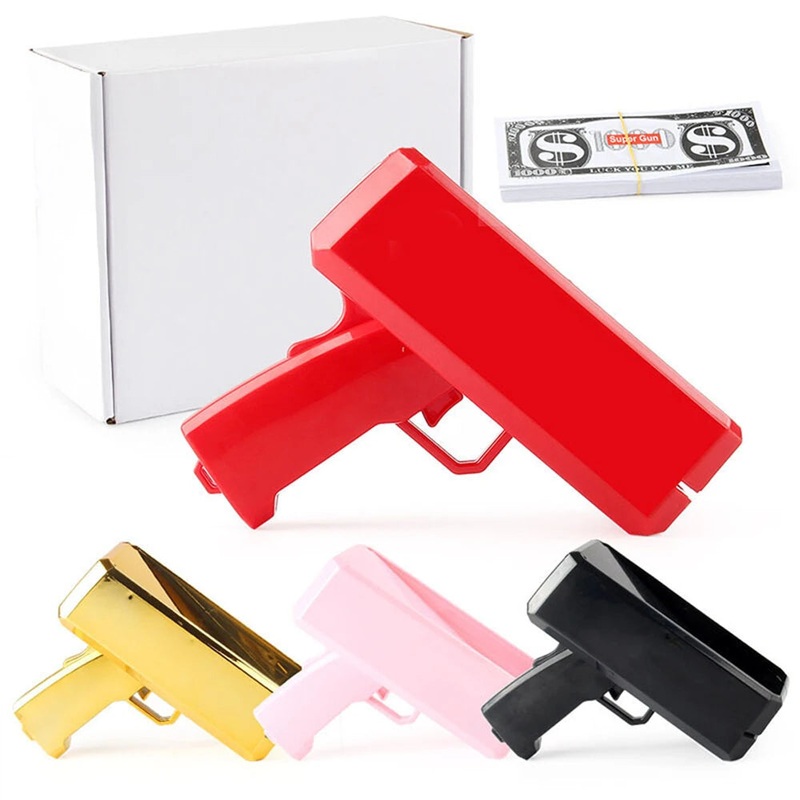 Electric Money Gun Money Fabricate Bills Cash Shooting Toy Battery Operated Fun Party Prop Red