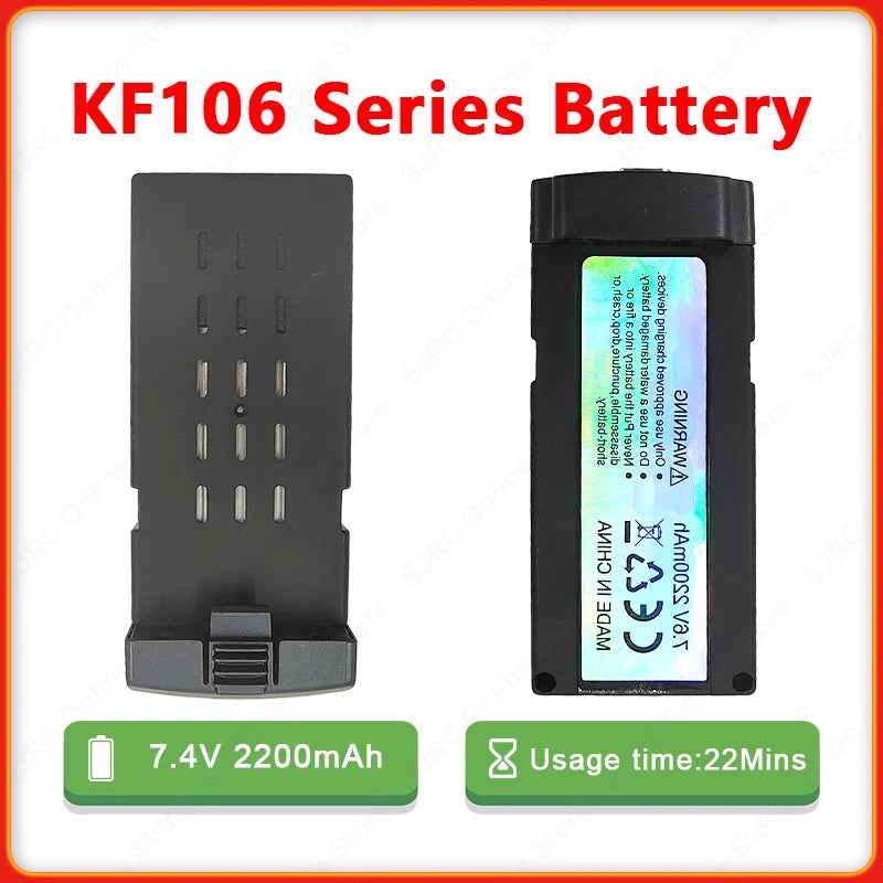SJRC KF106 Max Drone Battery 7.4V 2200 mAh Oriiginal KF106 4K Camera GPS Dron Accessories Maximum Flight Time 22 Minutes KF106 Battery X 2