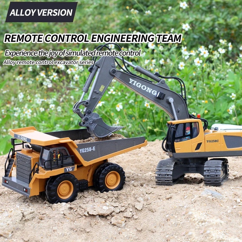 YIGONG 258-21 1/20 2.4G 9CH RC Car Dump Truck LED Light Music Construction Engineering Vehicles Models Toys Kids Children Gift