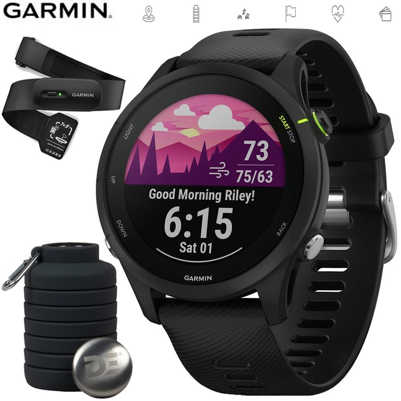 Garmin Forerunner 255 Music GPS Smartwatch Black+Bottle & Heart Rate Strap M-XL