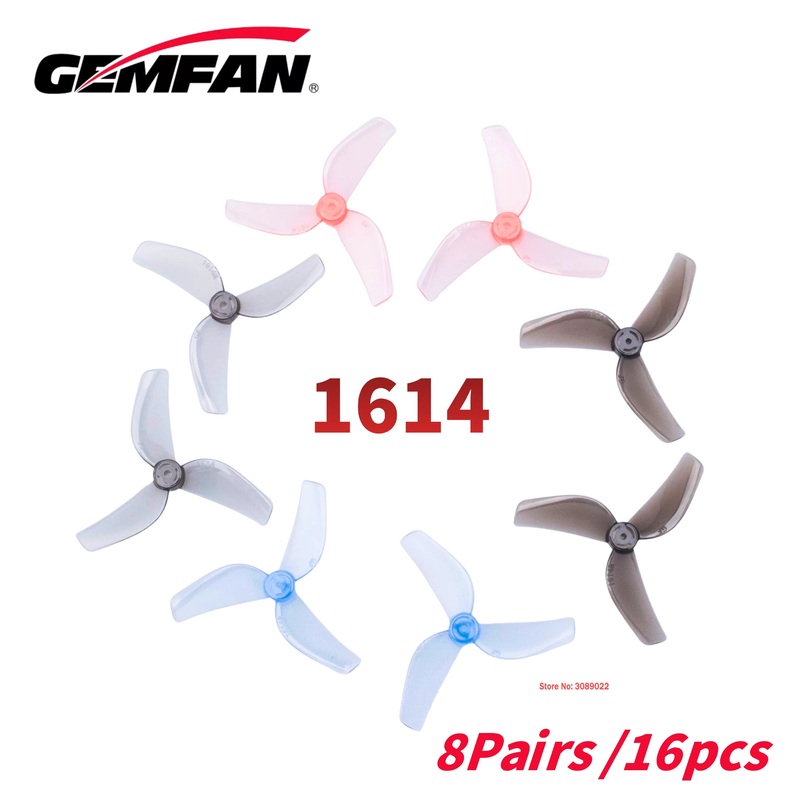 Gemfan 1614-3 40mm 3-Blade Micro Whoop Props 8 Pairs 1mm/1.5mm for 0802 Motors 8Pairs Gray 1.5