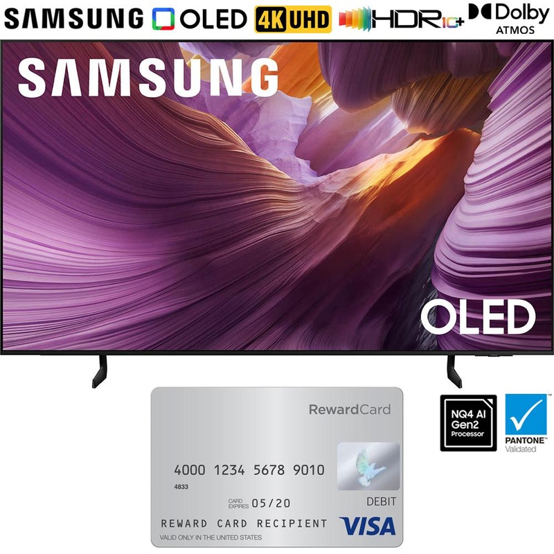 Samsung 65" OLED HDR 4K S85F Smart TV (2025 Model) w/ Visa $100 Gift Card Bundle