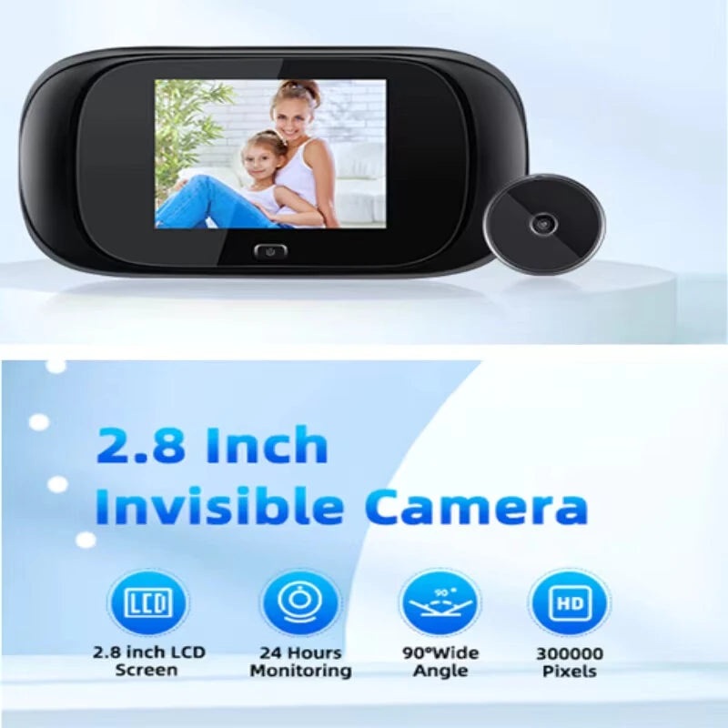 DD1 Digital Door Viewer Peephole Door Camera Doorbell 2.8-inch Night Vision Photo Shooting Digital Door Monitoring for Home Security Gold