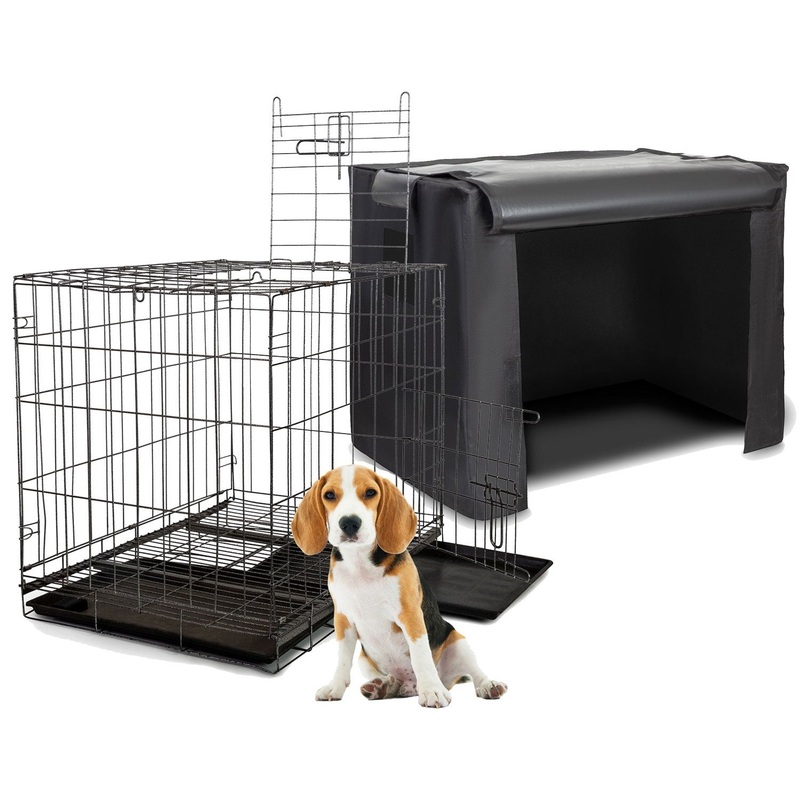 Deco Pet Folding Metal Dog/Cat/Pet Crate with Crate Cover Bundle