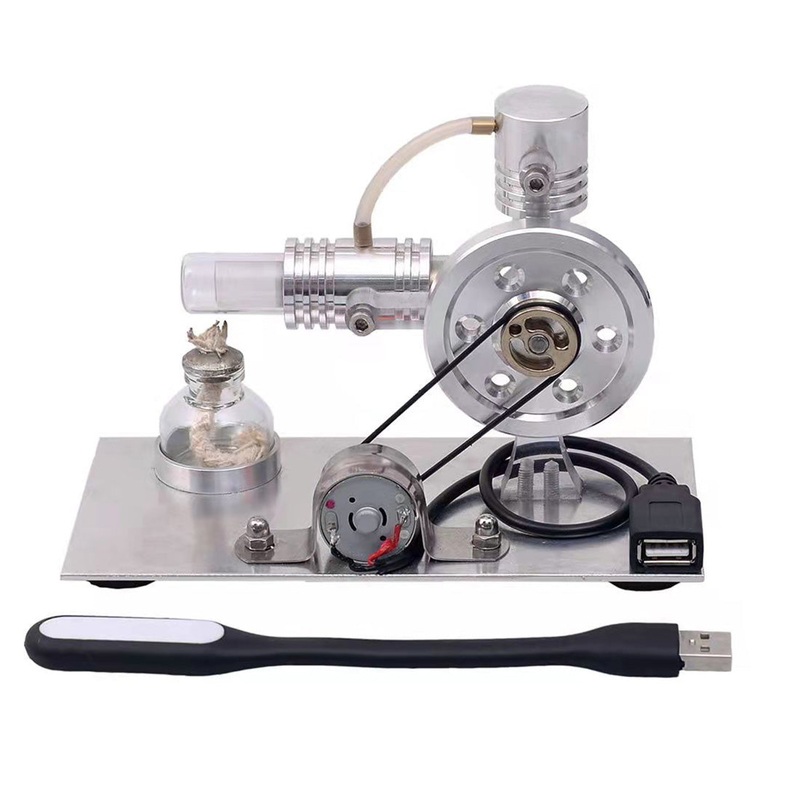 L-shape Stirling Engine Model with USB Connector and Night Light