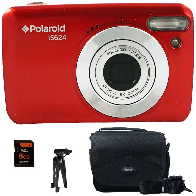 Vivitar Polaroid 16MP Digital Camera IS624 - Red - 8GB Accessory Kit
