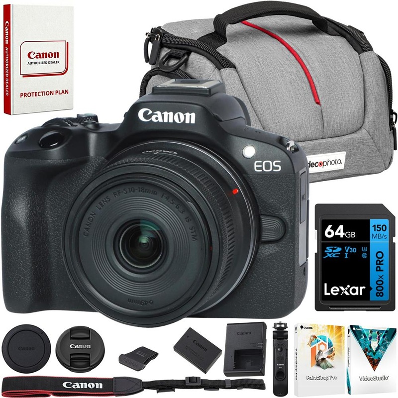 Canon EOS R50 Mirrorless Camera Vlogging Creator Kit 5811C109 + 64GB Memory Bundle
