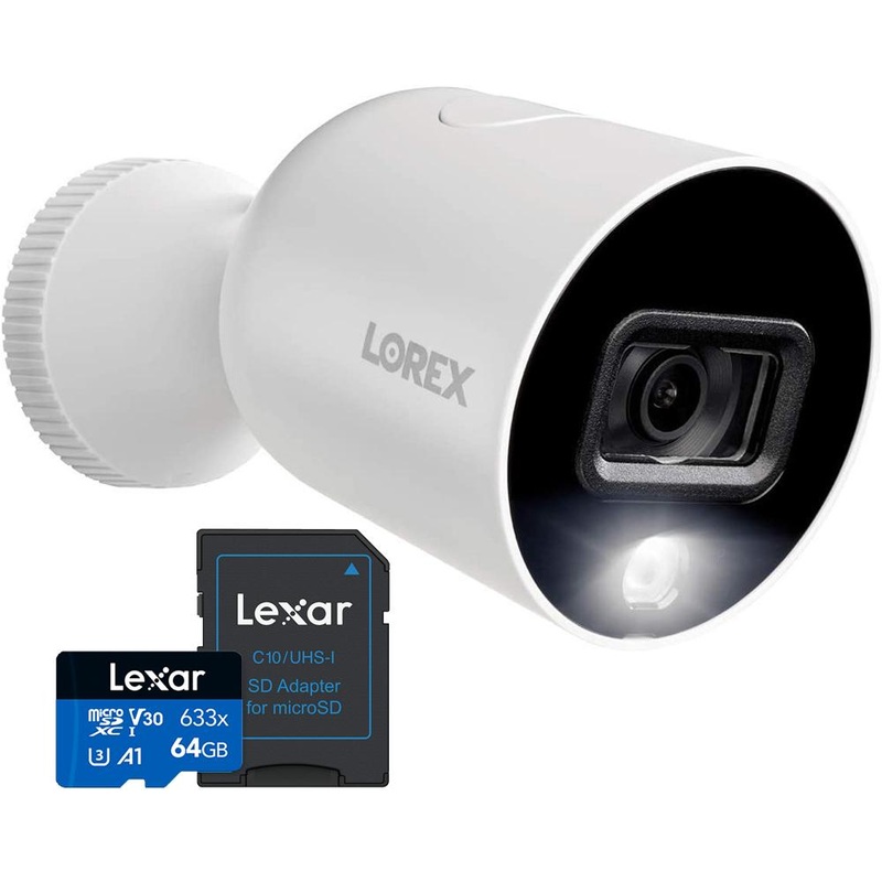 Lorex Smart Indoor/Outdoor 1080p Wi-Fi Camera w/ Night Vision + 64GB Memory Card