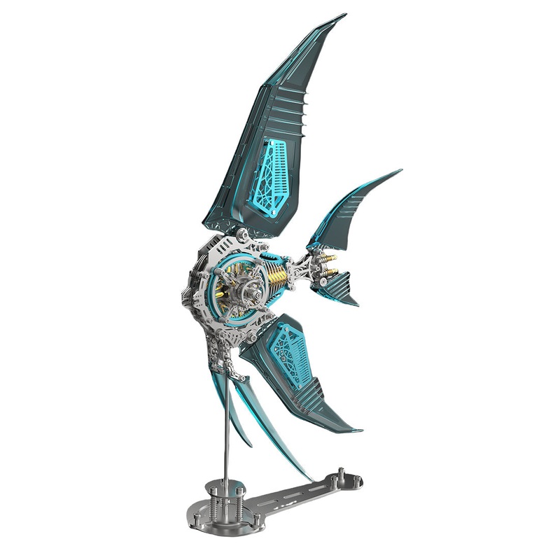 Mechanical 3D DIY Vibrant Angelfish Steampunk Assembly Model Kit with Creative Fins Blue