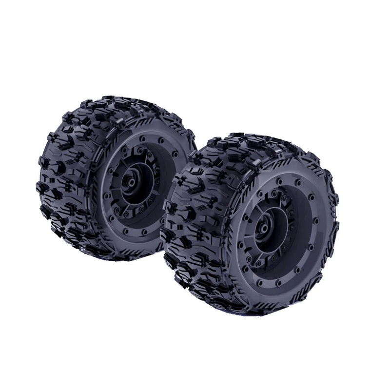2PCS ZD Racing MT16 1/16 RC Car Parts Tires Wheels Rims Pre-Glued Vehicles Models Spare Accessories 16026 Black