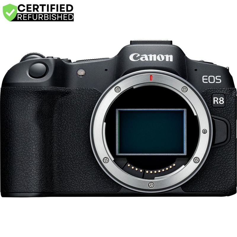 Canon EOS R8 Full Frame Mirrorless Camera Body Renewed +Microphone & Tripod Kit Bundle