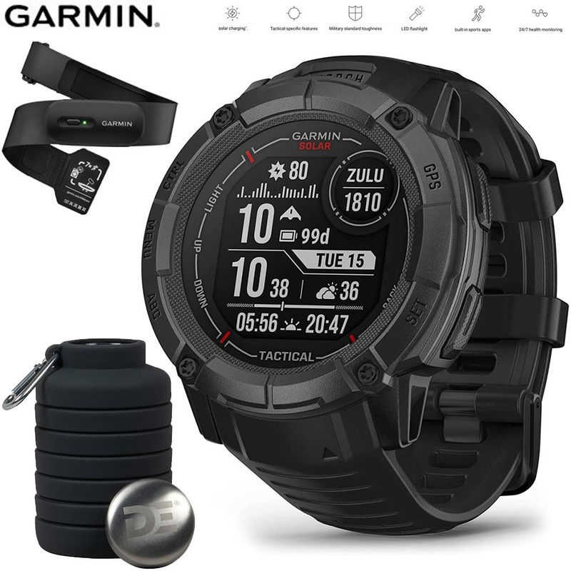 Garmin Instinct 2X Solar GPS Smartwatch Black + Bottle & Heart Rate Strap XS-S