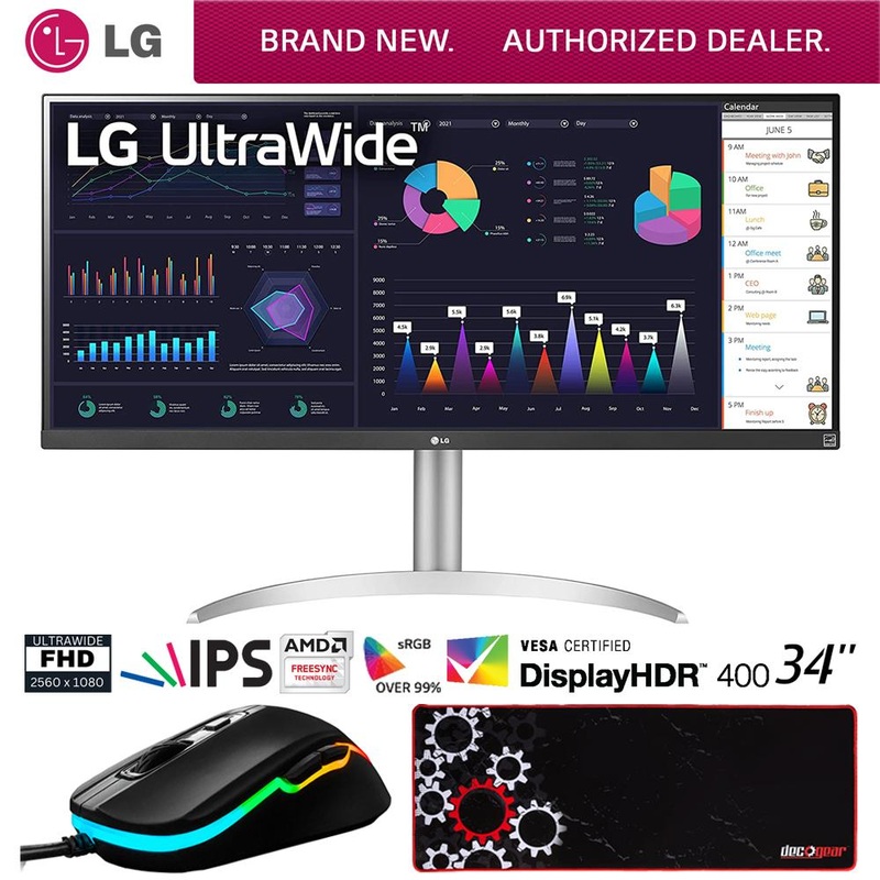 LG 34WQ650-W 34" 21:9 UltraWide FHD 100Hz IPS Monitor + Gaming Mouse Bundle