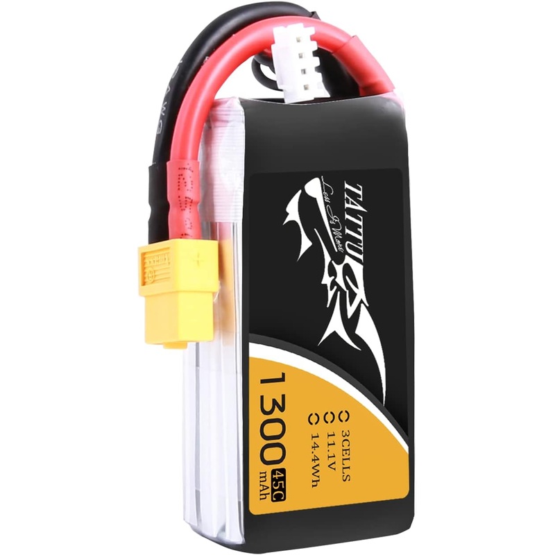 Tattu LiPo Battery Pack 1300mAh 45C 3S 11.1V with XT60 Plug for RC Car Boat Truck Heli Airplane