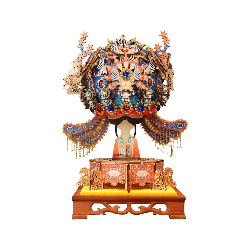 Wooden DIY Phoenix Crown Music Box Model Kit - Christmas Desk Decor