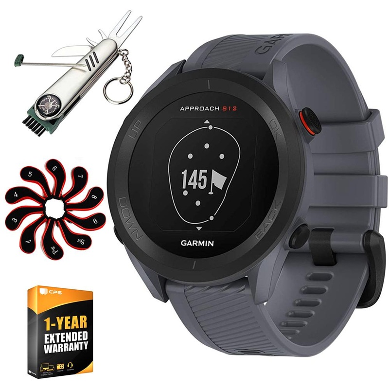 Garmin Approach S12 GPS Golf Watch, 42k+ Preloaded Courses + 1 Yr Warranty Bundle