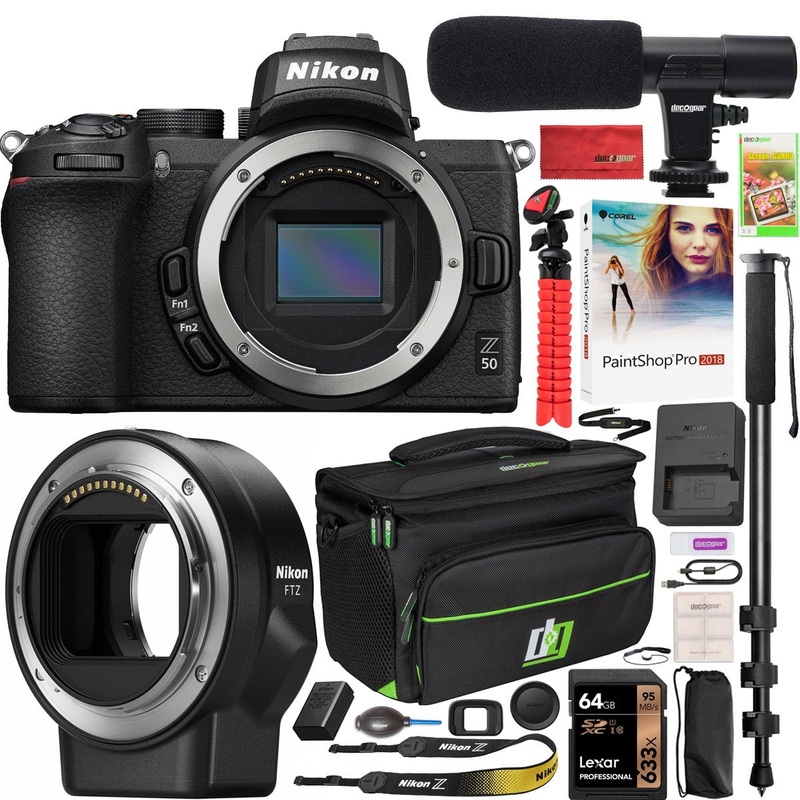 Nikon Z50 Mirrorless Camera Body Only 4K DX-Format FTZ Lens Mount Adapter Bundle