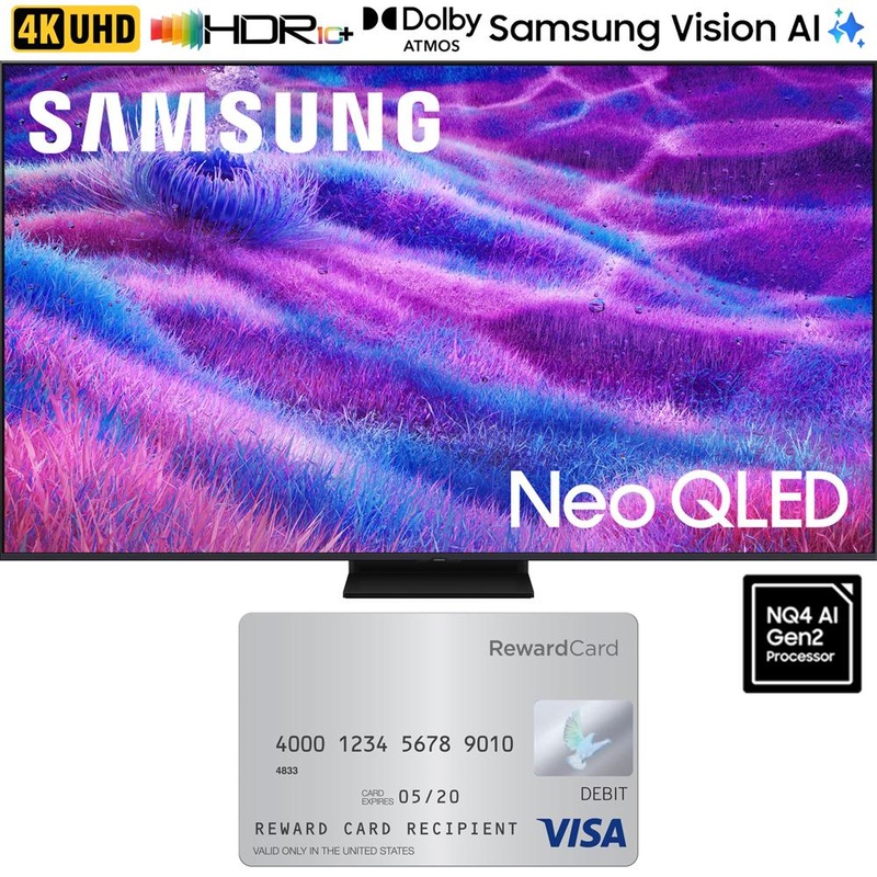 Samsung 75" Neo QLED 4K QN80F Vision AI Smart TV (2025 Model) w/ $100 Gift Card Bundle