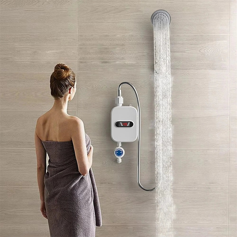 Tevorex 3000W Instant Water Heater with Shower Head, LCD Digital Display, Rapid Heating Heater for Country House, Cottage, Hotel