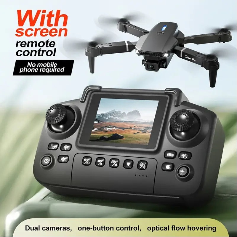 2025 E88 Drone HD Dual Camera, Screen Control No Phone Needed, One-Key Takeoff/Return, Wi-Fi App, USB Charging, Drop-Resistant, black