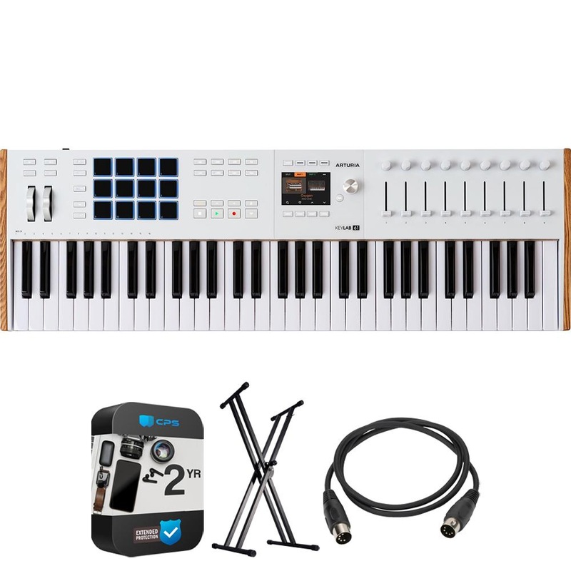 Arturia KeyLab 61 Mk3 61-Key USB MIDI Controller Keyboard, White + 2 Yr Protection Pack