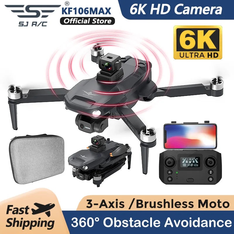 SJRC KF106 MAX Professional GPS Drone 3-Axis Anti-Shake Gimbal 4K HD Camera 5G Wifi FPV Brushless RC Quadcopter Dron KF106 3B 64G Drone