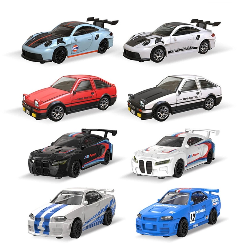 YEGAO D43-01Q RTR 1/64 2.4G 4WD Mini Drift RC Car Sports Alloy Body Shell LED Light High Speed On-Road Micro Racing Remote Control Vehicles Models Desktop Ornaments Toys Black