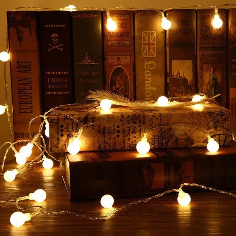 6m/10m Long String Lights Camping Lamp Outdoor Crystal Globe Lights Waterproof USB Powered Patio Light for Camping Tent