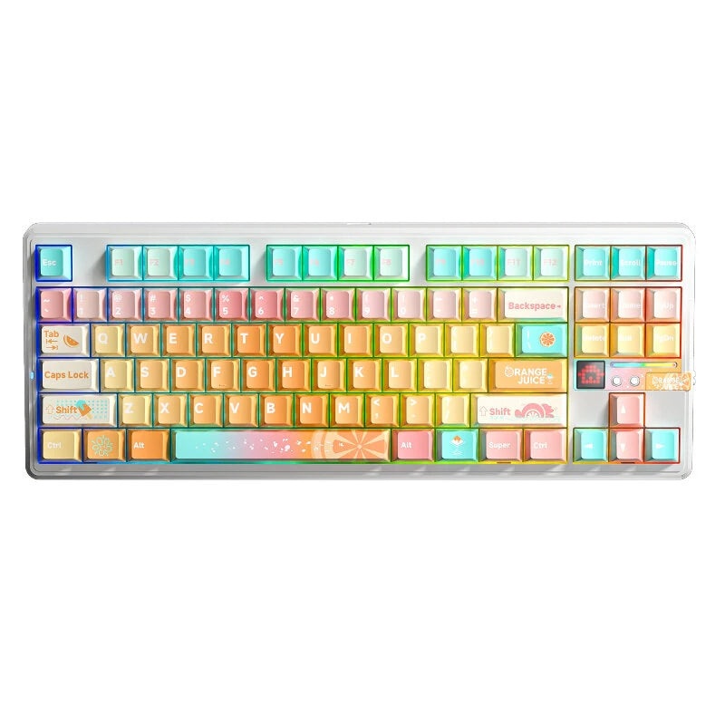 AULA F87 Pro V2 Custom Mechanical Keyboard with LED Matrix Display Gasket Structure Wireless Tri-Mode 80% Layout RGB Hotswap Keys 8K Return 10000mAh Esports Gaming Keyboard Ice Blue