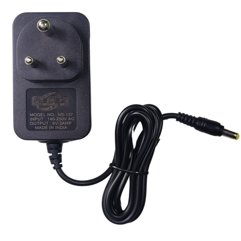 NOVEL 9V 3A SMPS Adapter Industrial Grade 160-240V & 50-60Hz (Black)