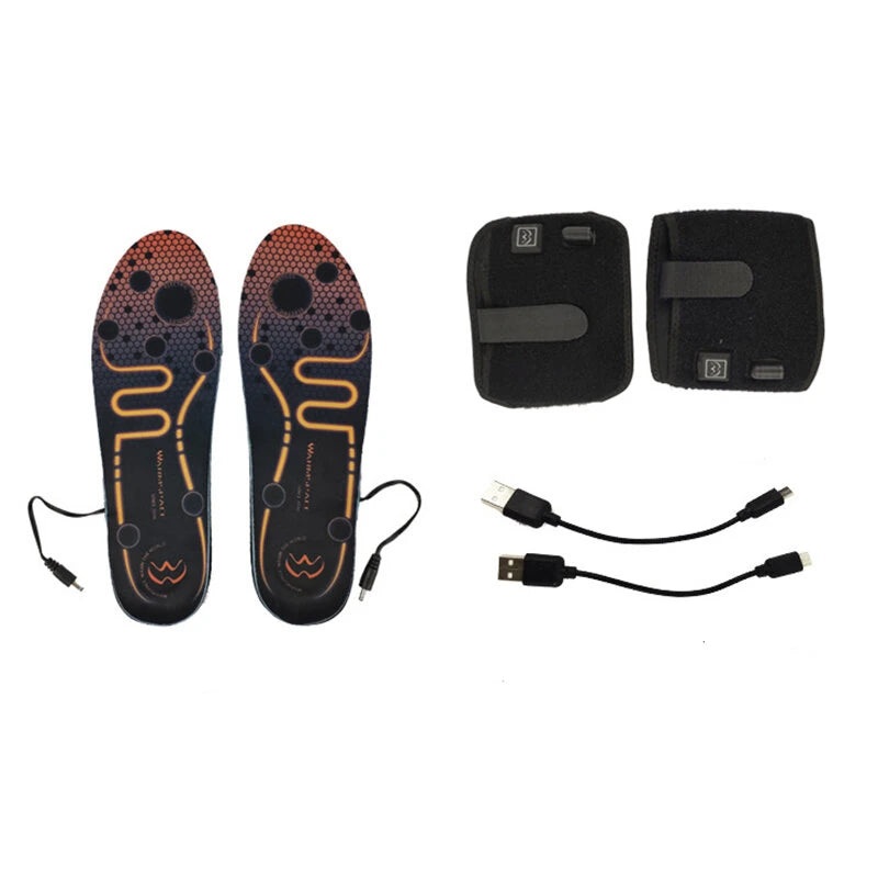 TENGOO Winter USB Rechargeable Heated Insoles 3 Levels Feet Warm Shoe Pad Thermal Electric Foot Warmer Heating Feet Outdoor Sports Black