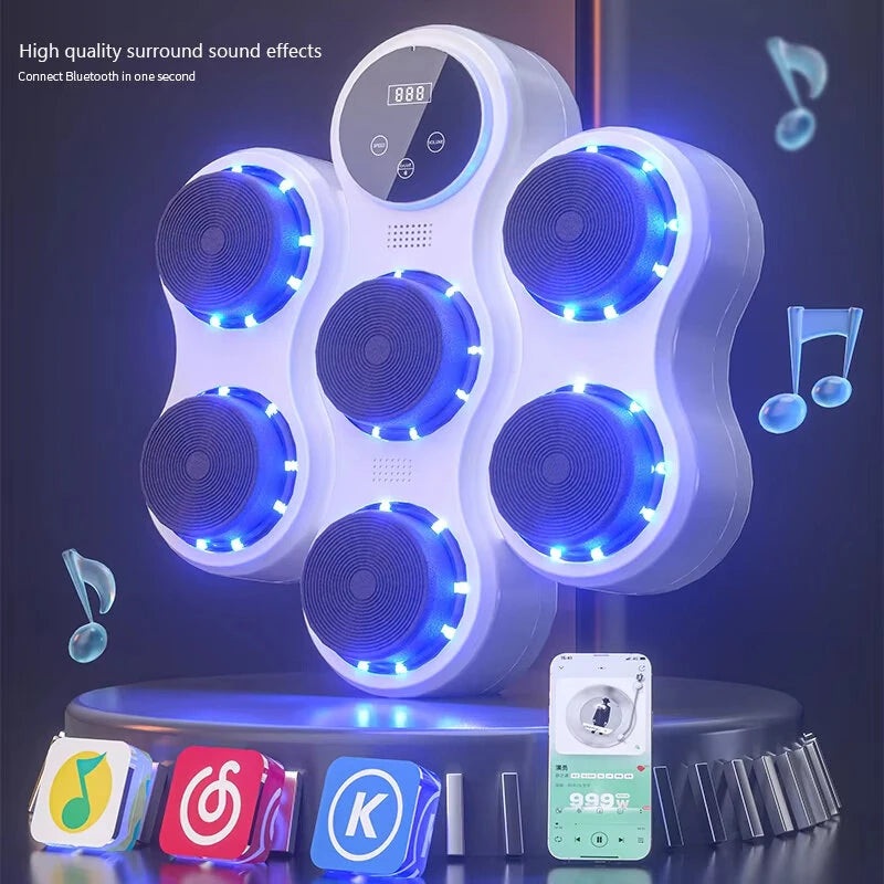 KALOAD Smart bluetooth Music Boxing Machine 9 Speed Adjustment Free Installment Muay Thai Training Sandbag Sports Fitness Reaction Practice Quiet Boxing Training Equipment Wall Target White