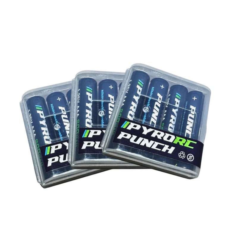 3 Pack Combo - PyroRC Punch 800mAh NiMH AAA Rechargeable Batteries (12PCS)