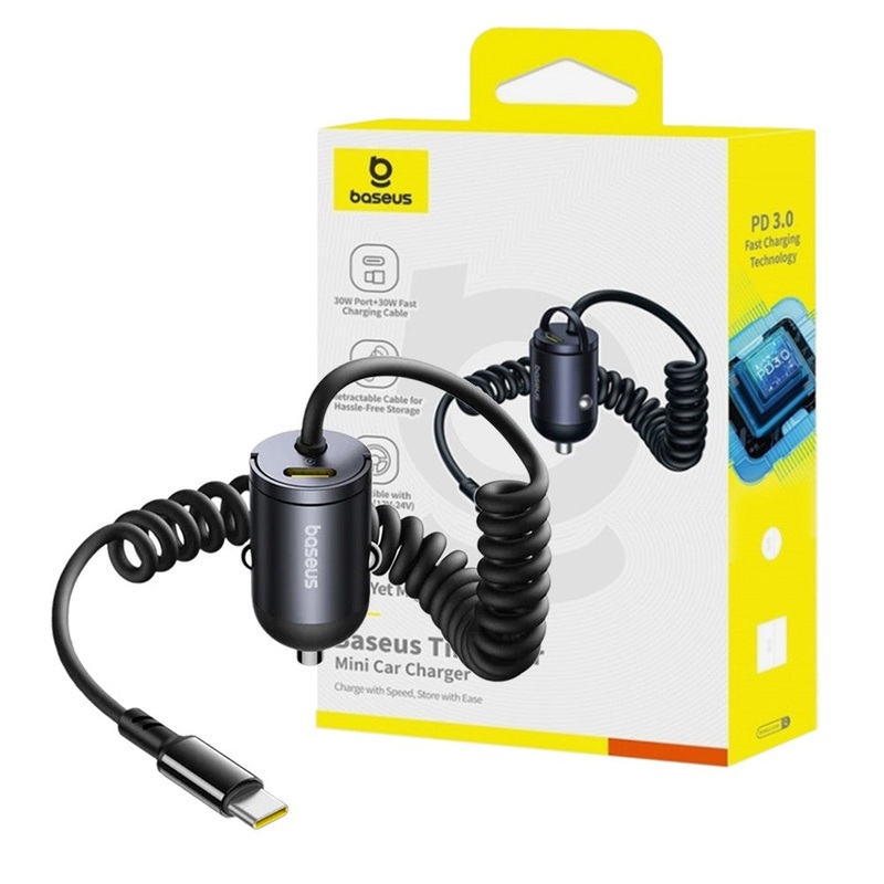 Baseus Tiny Star Mini Car Charger C+C 30W-Cosmic Black