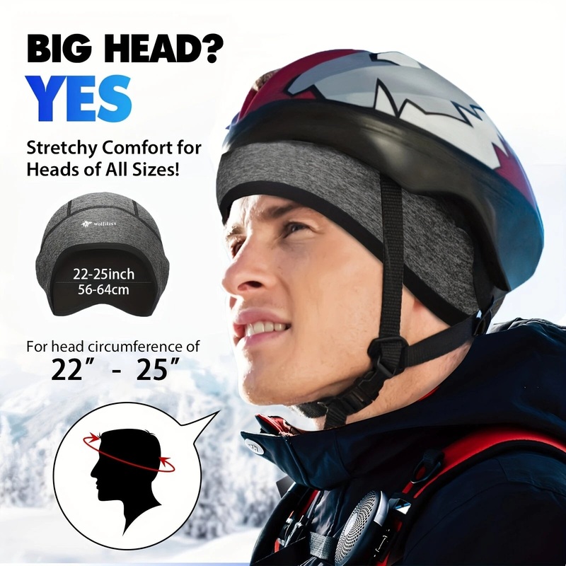 Wolfilist 1-Pack Unisex Breathable Thermal Cycling Skull Cap Winter Windproof Fleece Lined Full Coverage Headscarf Hat for Running Skiing Motorcycle Riding Grey