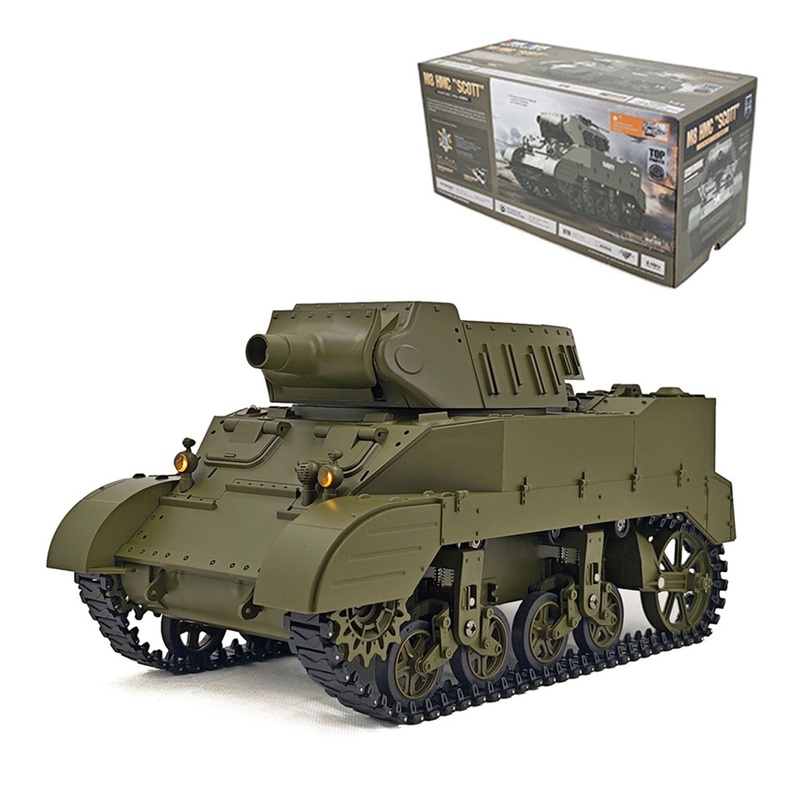 1/16 Scale 2.4G U.S. M8 Self-Propelled Howitzer RC Tank Model with Sound and Lights, Telescoping Smoke, Dual-Speed Modes Green