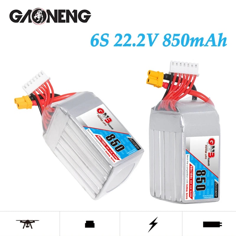 2units GNB 850mAh 6S 22.2V 80C/160C Lipo Battery For RC FPV Racing Drone Quadcopter Helicopter Model Parts 22.2V Battery 2Pcs Battery