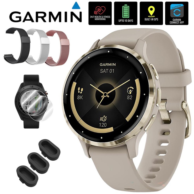 Garmin Venu 3S Health Fitness GPS Smartwatch (41mm) w/ Accessories Bundle