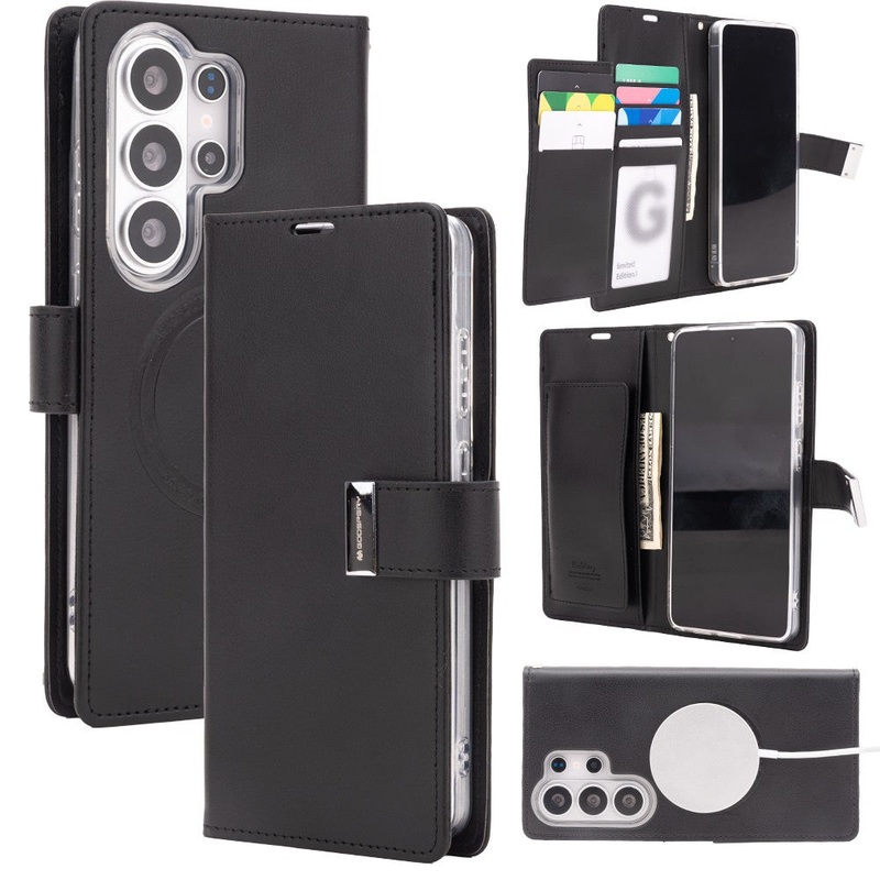 Mercury Rich Diary Case Cover With Magnetic Ring for Samsung Galaxy S26 Ultra Black