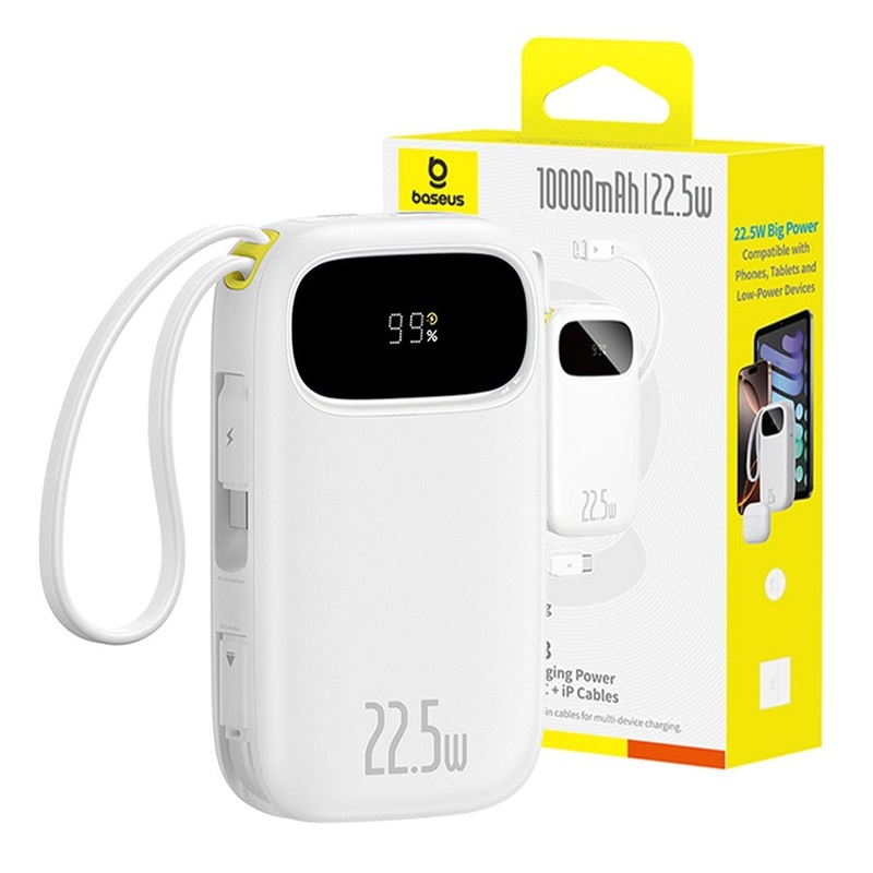Baseus EnerFill FC31 Digital Display Power Bank with 2 Built-in Cables 10000mAh 22.5W Blue