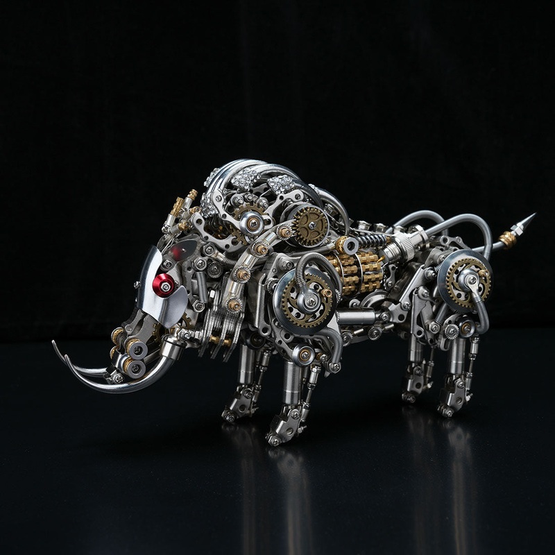 Raging Tusk 3D Metal Mechanical Boar Model KitDIY Steampunk Animal Assembly for Desktop Display