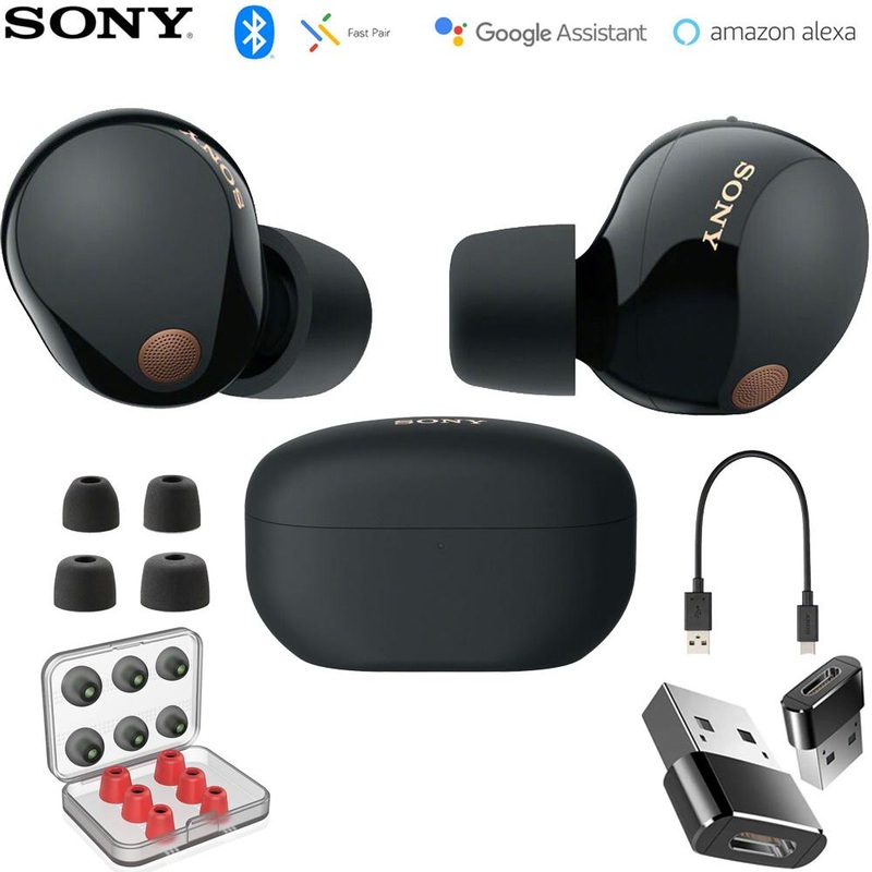 Sony Noise Canceling Truly Wireless Earbuds Black with Earbud Tips and Converter